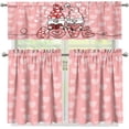 thumbnail image 4 of Valentines Kitchen Curtains and Valance Set 3 Piece Rod Pocket Valance, Valentine''s Day Decor Pink Heart Gnome Couple Window Curtains for Bathroom Living Room, 54X18+28X24 Inch, 4 of 6
