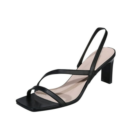 

Aompmsdx Fashion Spring And Summer Women Sandals Heels With Mid Heel Straps Simple Casual Styleshoes