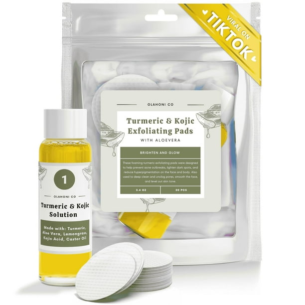 Almohadillas exfoliantes Olahoni, cúrcuma y ácido kójico, 30 almohadillas