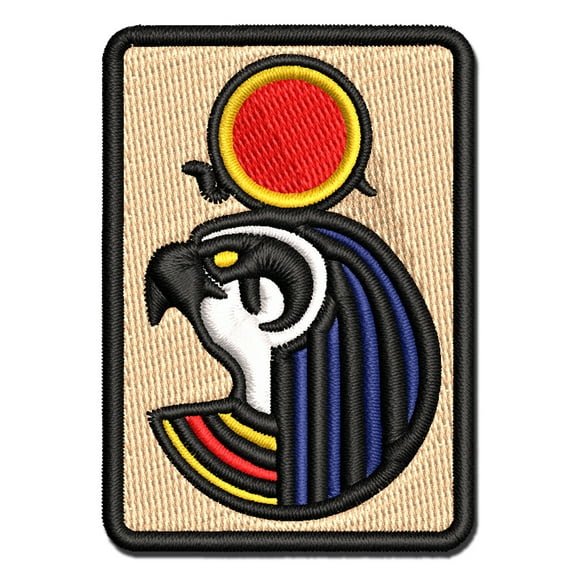 Ra Head Egyptian God of the Sun Applique Multi-Color Embroidered Iron-On Patch - 2.5 Inch Small