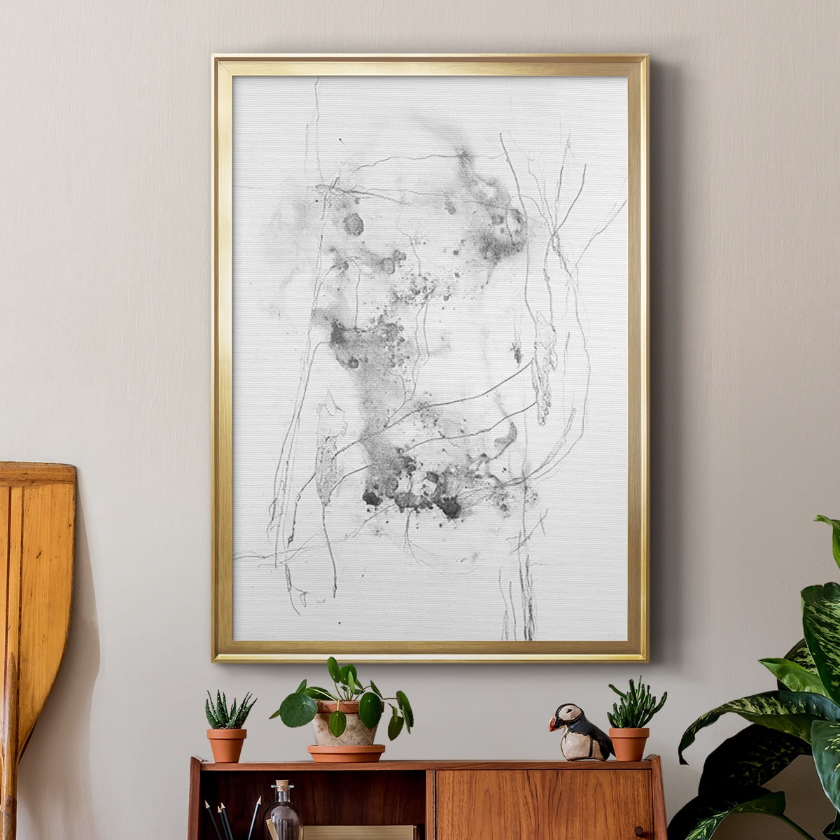 Graphite Abstract IV Premium Framed Print, in Gold, Black, or Silver - Ready to Hang