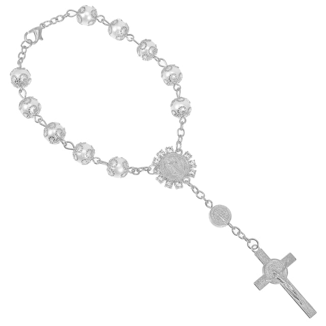 Colgante de rosario para coche, adorno colgante, pulsera de rosario, cruz, accesorio para espejo retrovisor de coche