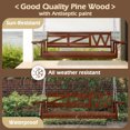 thumbnail image 2 of Wooden Porch Swing with Chains & Upgraded Cupholders Outdoor Patio Swing Bench for Garden & Backyard & Balcony, 2 of 7