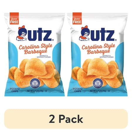 (2 pack) Utz Carolina Style Barbeque Potato Chips, Gluten-Free, 2.75 oz Bag