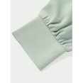 thumbnail image 5 of Pastel Green Womens Elegant High Neck Pleated Front A-Line Midi Dress With Belt, 5 of 8
