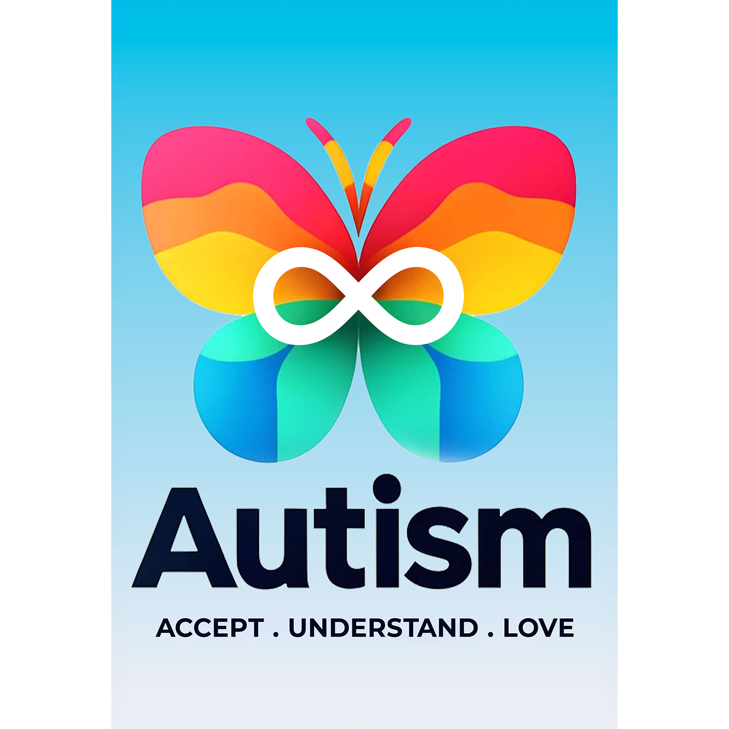America Forever Autism Acceptance Butterfly House Flag, 28 x 40 inch Double Sided, Awareness Support Banner, Infinity Symbol Decor, Autism Pride Flag