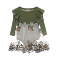 thumbnail image 1 of Gibobby Mameluco polar con estampado floral de manga larga para niñas pequeñas, monos para recién nacidos, vestido de tul, conjunto de diademas con(Verde, 3-6 Meses), 1 of 5