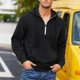 thumbnail image 1 of MHFRRA Sudadera con Capucha, Cuello Alto, Media Cremallera y Forro, Manga Larga, Térmica, Cálida, Deportiva, para Exteriores, Informal, Ajuste Cómodo Negro, 1 of 8