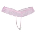 thumbnail image 1 of Braguitas de encaje transparente con perlas y espalda en T para mujer Rosado, 1 of 8