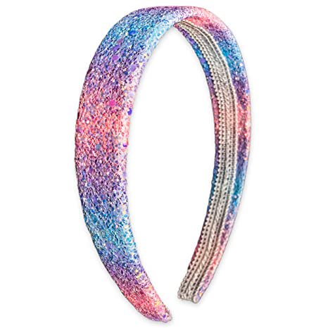 Diademas con purpurina para niñas, diademas de arcoíris para accesorios para el pelo de niñas, diadema ancha brillante para niños, linda diadema de Alicia para niños, diadema gruesa y brillante para niños JM
