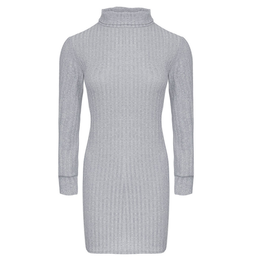 〖Hellobye〗??Womens Casual Long Sleeve Jumper Turtleneck Sweaters Dress - image 4 of 6