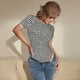 thumbnail image 3 of Fotbe Black And White Houndstooth Body de Mujer con Cuello Redondo y Mangas Cortas, Sin Mangas Ajustado, Suave, Cómodo y Básico-Large, 3 of 7
