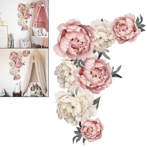 Calcomanía de pared de flores autoadhesiva extraíble de , calcomanía de pared de flores, mural artístico, cocina, sofá, Fondo, ración Macarena Flores pegatinas de pared