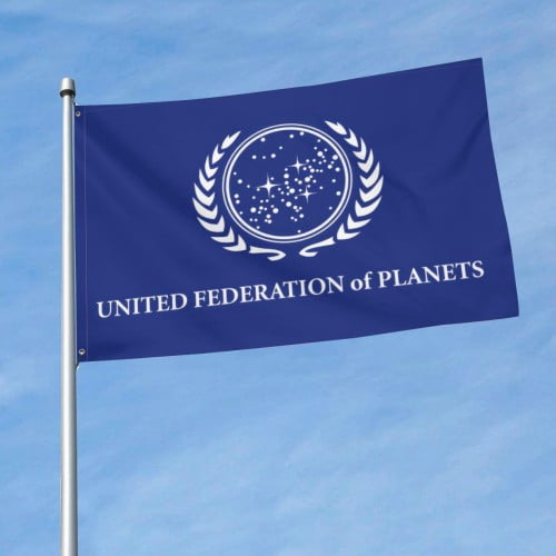 United Federation of Planets Flag 4x6 Ft Double Sided United Federation Banner Flags with 2 Brass Grommets for Dorm Room Home Office Wall Decoration Indoor Outdoor Parties