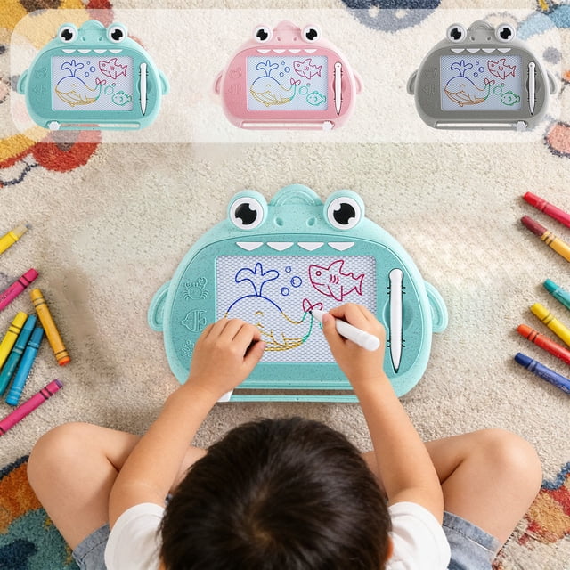 Jiaeri Toddler Magnetic Drawing Board,Cute Shark Shape Color Graffiti Doodle Board,Erasable Writing Tablet for Kids,Reusable Educational Learning Toy for Boys Girls