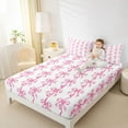thumbnail image 4 of Homewish Princess Bowknot Kids Full Size Sheets, Pink Watercolor Ribbon Bed Sheets, Cute Bow-tie Theme Sheet Sets, Microfiber Bedroom Decor, 4-Piece, 4 of 7