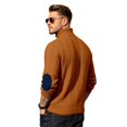 thumbnail image 6 of UDAUDU Mens Sweatshirts Stand Up Button Collar Cable Knitted Fashion Dress Sweater Pullover with Elbow Patch Ginger XL, 6 of 7
