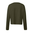 thumbnail image 4 of Fashion Clothing Women Fashion Casual Solid Round Neck Long Sleeve Sexy Crop T Apparel Short Oversized Tee Shirts for Women Turtle Neck Long Sleeve Shirts Womens Summer Shirt Athletic To Army Green XL, 4 of 5