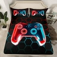thumbnail image 2 of jejeloiu Gamer Gaming Bed Sheets,Modern Video Game King Sheets,Blue Geometric Honeycomb Sheet Set For Kid Boy,Lightweight Room Decorative,4pcs, 2 of 7