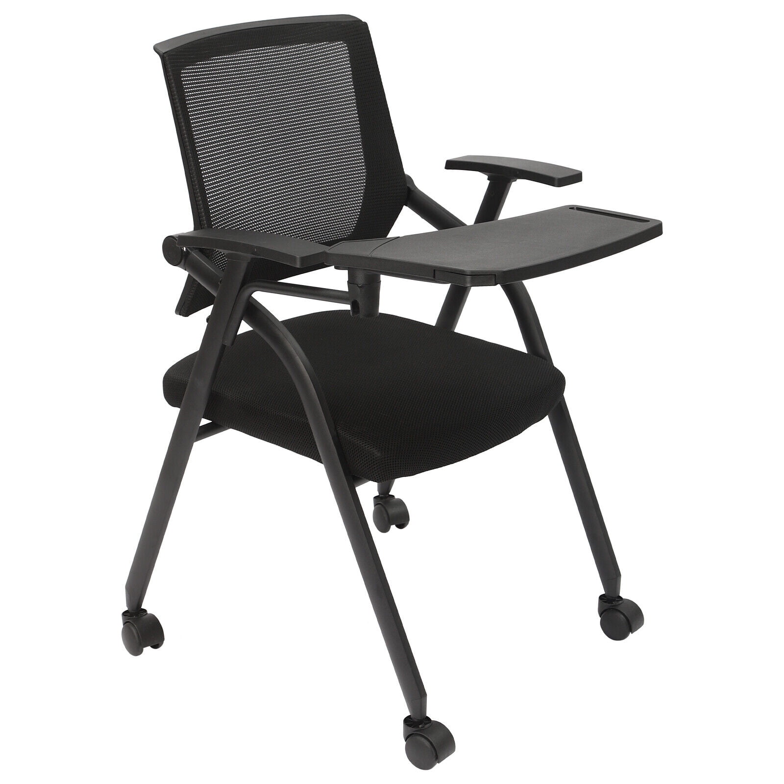 Miumaeov 4Pcs Folding Conference Room Chairs Ergonomic Office Chair Seat W/ Practical Tablet & Arms