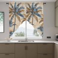 thumbnail image 6 of Navy Blue Brown Kitchen Window Curtains, Swag Curtains Valance for Bedroom Living Room Bathroom, Tropical Botanical Palm Leaves Retro Rod Pocket Window Treatment Curtain Block Drapes 2 Panels 36"x63", 6 of 7