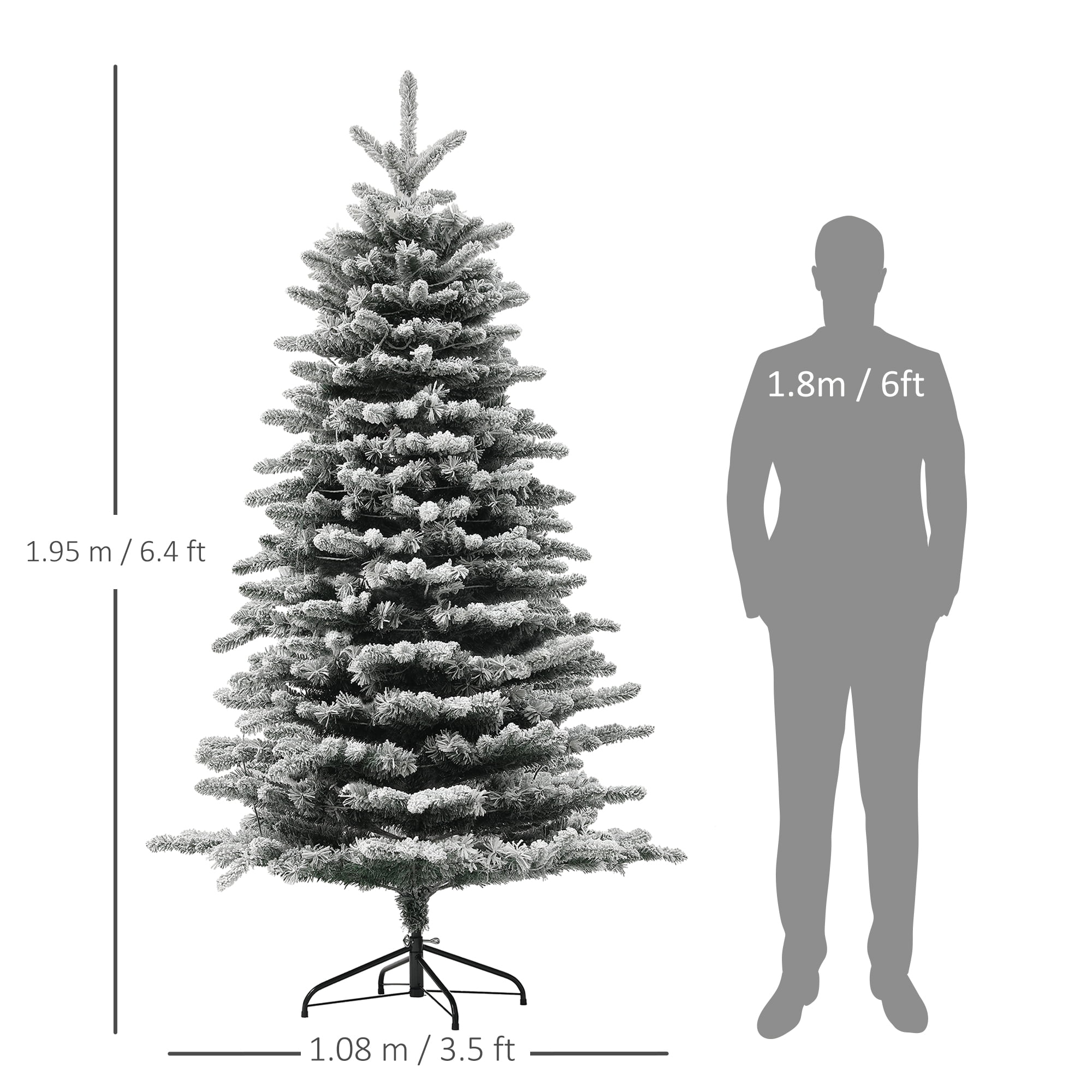 6.5ft Prelit Flocked Christmas Tree 990 Tips 400 Dual Color LED Lights Remote Timer Indoor Decor