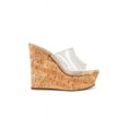 thumbnail image 2 of Steve Madden Barona Clear Slip On Open Squared Toe Wedges Heeled Dress Sandals (Clear, 8), 2 of 9