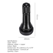 Toutek TR413 Snap-in Rubber Tubeless Tire Valve Stems for Car Motorcycle (25pcs)