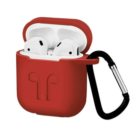 Waterproof AirPods Silicone Case Protective Cover for AirPods Charging Case with Carabiner Keychain Belt