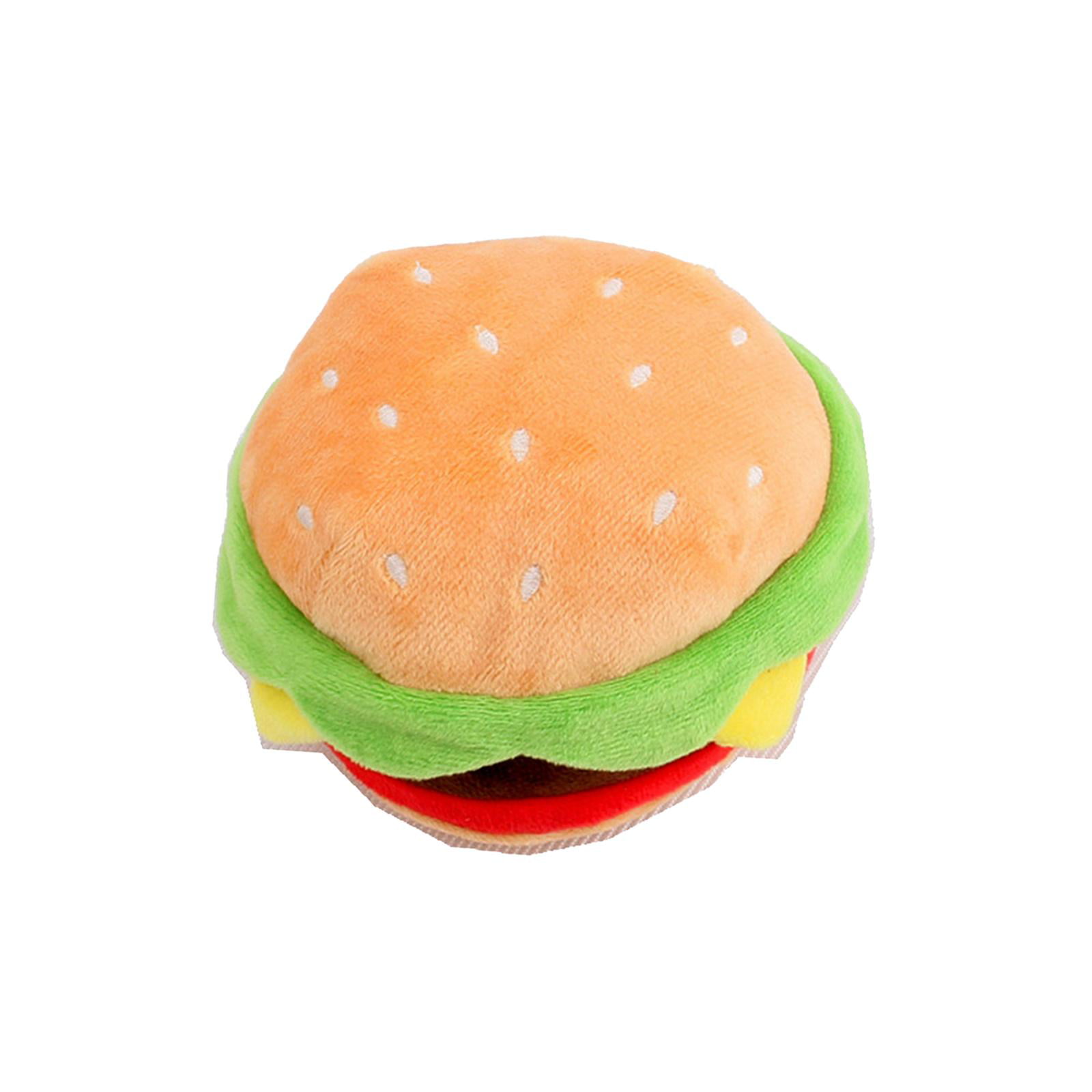 Pet Enjoy Pet Hamburger Chew Toys Hamburger Shaped Food Toy Squeaky Dog Toy  Dogs Safe Durable Puppy Chew Toy for Dogs Teeth Cleaning and Playing 