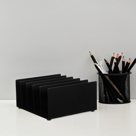 Milisten Black Metal Desk File Sorter and Document Holder Organizer for Office and Home Workspace