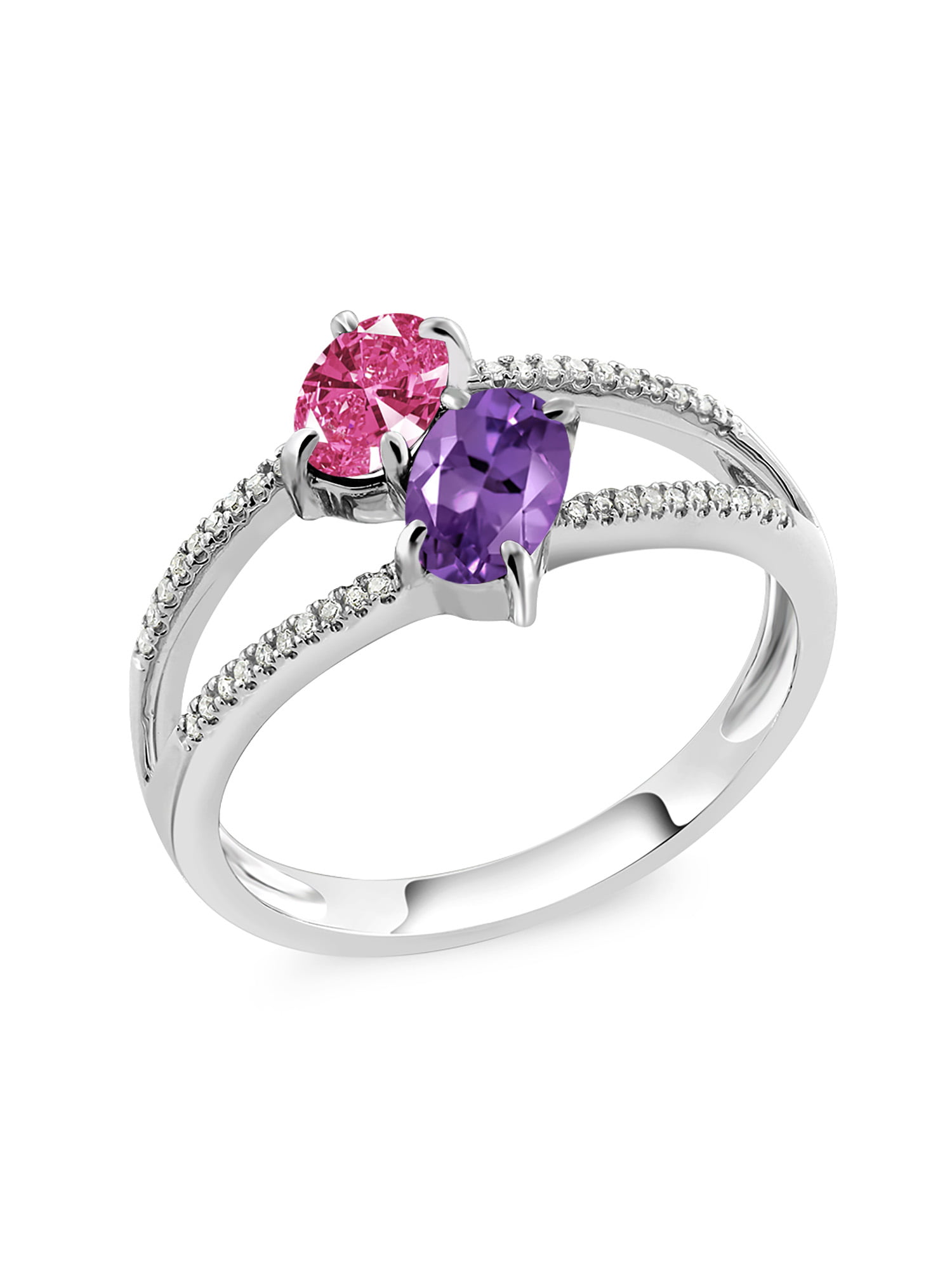 Amethyst Purple Gemstone Fashion Women Silver white 10kt gold filled Ring Size 8