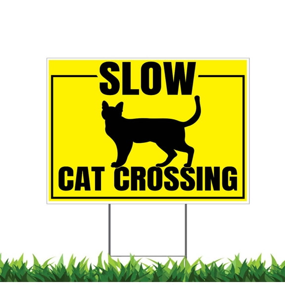 Cat Crossing Yard Sign, Double Sided, H-Stake Included, v1
