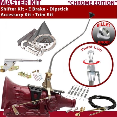 American Shifter TH200 Shifter Kit Chrome 23 in. Swan E Brake Cable Clamp Trim Kit Dipstick for F6960