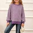 thumbnail image 4 of Girls Striped Sweater Cotton Knit Crew Neck Pullover Tops Girls Casual Fall Winter Clothes, 5-16, 4 of 7