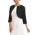 thumbnail image 4 of INSPIRE CHIC Women's Formal Bolero for Evening Dresses Half Sleeves Open Front Cocktail Shrugs S Black, 4 of 5