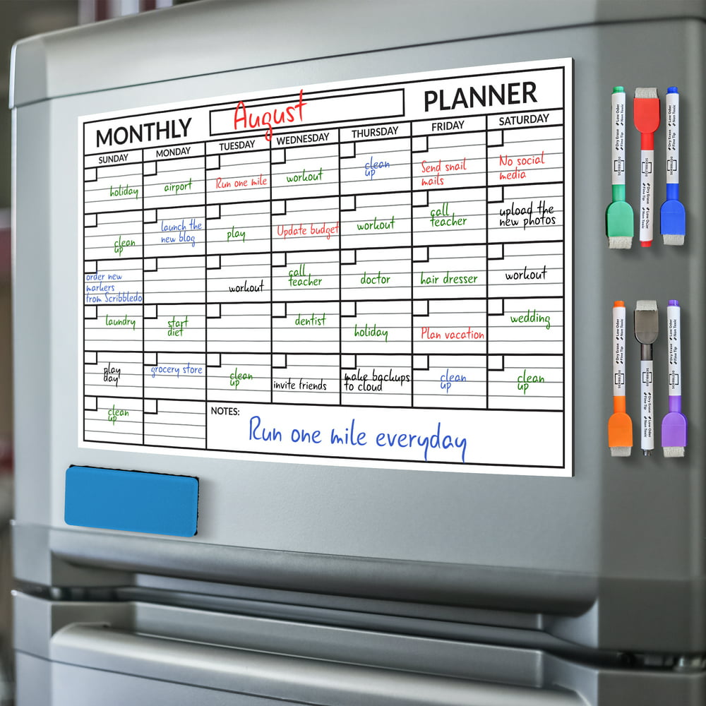 Monthly Calendar Planner for Refrigerator 11"X17" Dry Erase