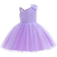 thumbnail image 1 of Toddler Girl One Shoulder Dress Bowknot Party Wedding Dress Tutu Gown, 1 of 5