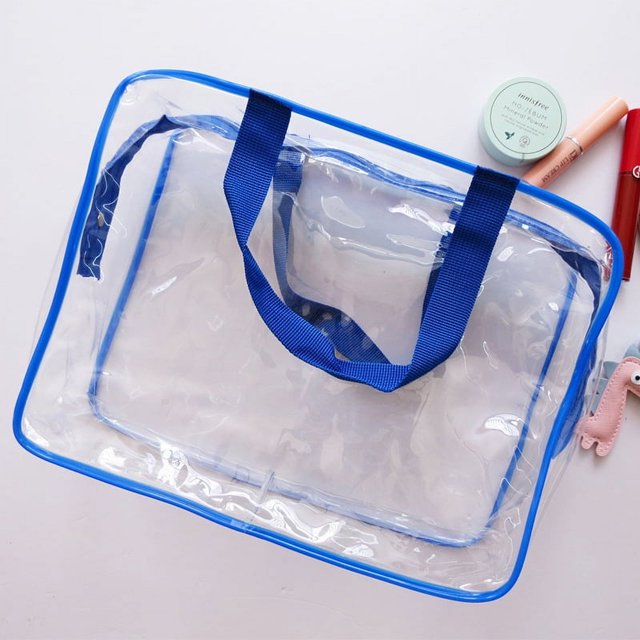 Bolsa de cosméticos transparente de PVC, bolsa de lavado impermeable, bolsa de almacenamiento de viaje portátil, bolsa de lavado