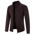 thumbnail image 3 of Herrnalise Men's Fashion Autumn And Winter Stand Collar Sweater Casual Fleece Jacket Burgundy, 3 of 4