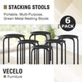 thumbnail image 5 of VECELO 6-Piece Stacking Steel Stools, Portable Stackable Stools with Padded Seat & Metal Frame for Home School, Black, 5 of 13