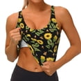 thumbnail image 3 of Picia Bees and Sunflowers Sports Bra for Women,Padded Strappy Sports Bras Medium Support Yoga Bra with Removable Cups,Running Yoga Bra-X-Large, 3 of 9