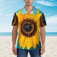 thumbnail image 2 of Fuzoiu Golden Sunflower in Blue Print Hawaiian Shirt for Men, Summer Beach Casual Short Sleeve Button Down Shirts, Men’s Beach Summer Shirts with Pocket,XX-Large, 2 of 7