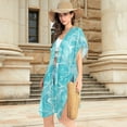 thumbnail image 4 of Waves Women Swimsuit Cover up V Neck Beach Dress Short Sleeve Vacation Outfits Swimwear, 4 of 7