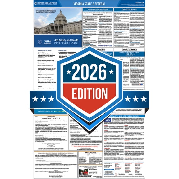 Corporate Labor Law Posters :: 2026 Virginia State & Federal Labor Law Posters - All in one [Plain Paper-English]