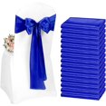 thumbnail image 1 of Paquete de 20 bandas de satén para sillas (azul real) para sillas de recepción de bodas, bandas decorativas de satén con lazo para sillas de comedor para decoración de banquetes de bodas, 1 of 5
