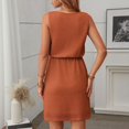 thumbnail image 3 of Square Neck Drawstring Sleeveless Vest Dress With, 3 of 6