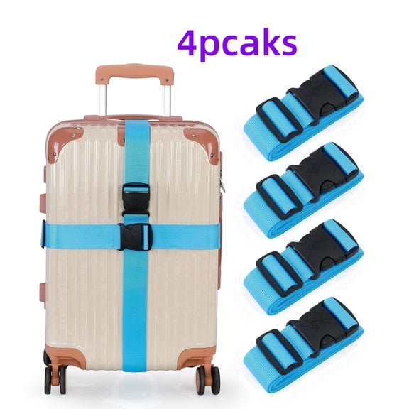 UNIWELL 4 Pack Green Luggage Straps Adjustable Suitcase Belt Connector for Travel Blue