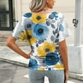 thumbnail image 2 of Women's Summer Top Casual Shirts V Neck Short Sleeve T-Shirts Fashion Floral Print Loose Blouses Pullover Spring Tunic Tops for Women, 2 of 6