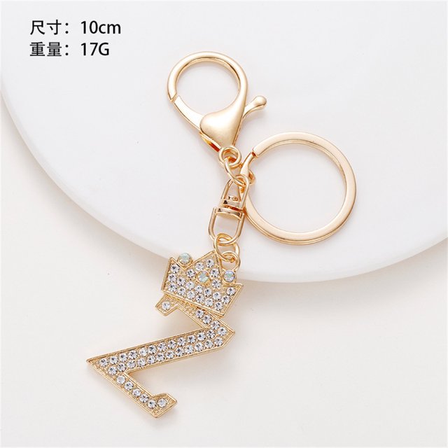 Charms Llavero De Metal Corona 26 Letras Diamantes De Imitación Inicial Bolsa Colgante Accesorios DIY Regalos De Cumpleaños